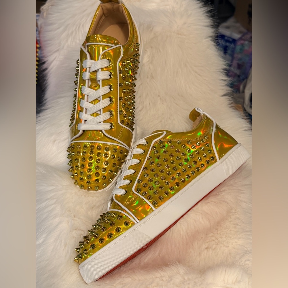 $995 CHRISTIAN LOUBOUTIN Patent Leather Psychic SPIKES Low-Tops 42.5 EU 9.5 US - Picture 8 of 8
